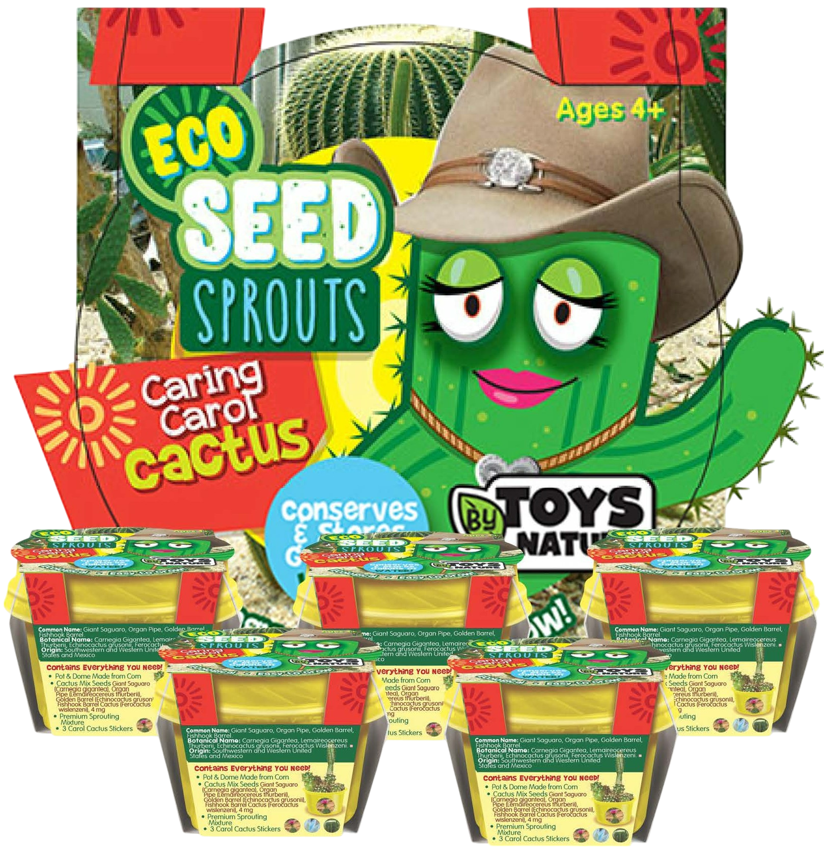 Eco Seed Sprouts Caring Carol Cactus - Multipack of 5